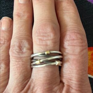 Pandora Elegant Sterling Silver and Gold Women's Ring